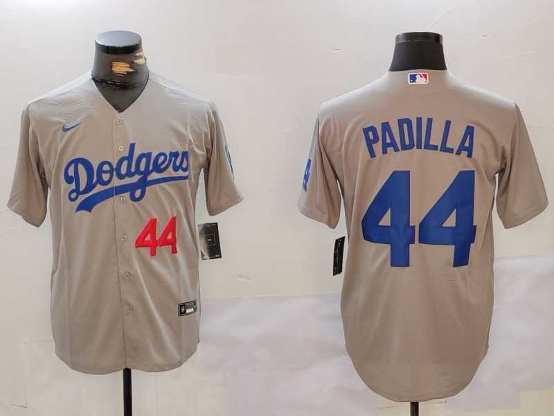 Men%27s Los Angeles Dodgers #44 Vicente Padilla Number Grey Cool Base Stitched Jersey